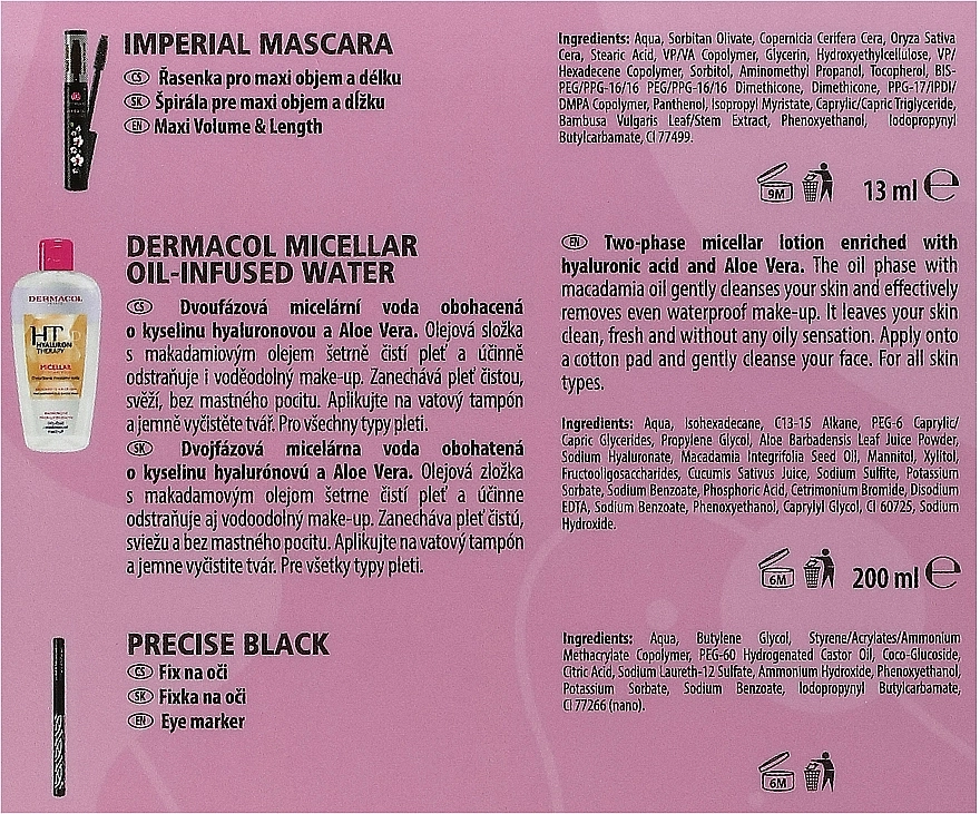 Dermacol Набор Imperial (water/200ml + mascara/13ml + eye/marker/1ml + bag) - фото N3