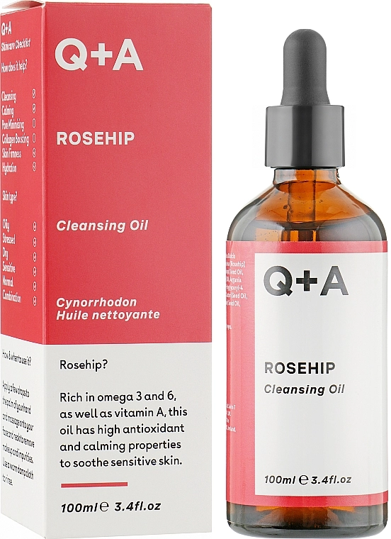 Q+A Очищающее масло для лица на основе шиповника Rosehip Cleansing Oil - фото N2
