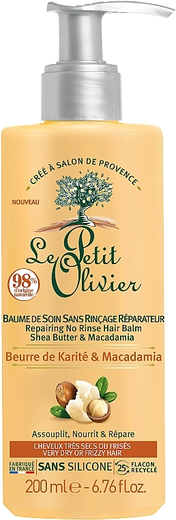 Le Petit Olivier Восстанавливающий бальзам для волос Shea Butter & Macadamia Repairing No Rinse Hair Balm - фото N1