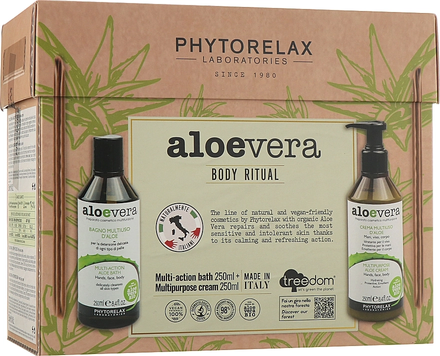 Phytorelax Laboratories Набор Aloe Vera Body Ritual Cocco (sh/gel/250ml + b/cr/250ml) - фото N1