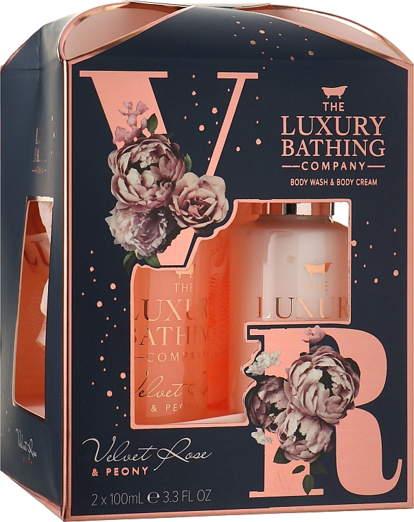 Grace Cole Набор The Luxury Bathing Velvet Rose & Peony Exquisite (sh/gel/100ml + b/cr/100ml + sponge/1pc) - фото N1