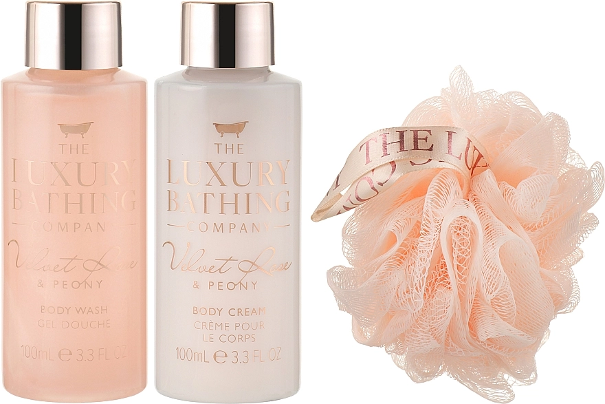 Grace Cole Набір The Luxury Bathing Velvet Rose & Peony Exquisite (sh/gel/100ml + b/cr/100ml + sponge/1pc) - фото N2