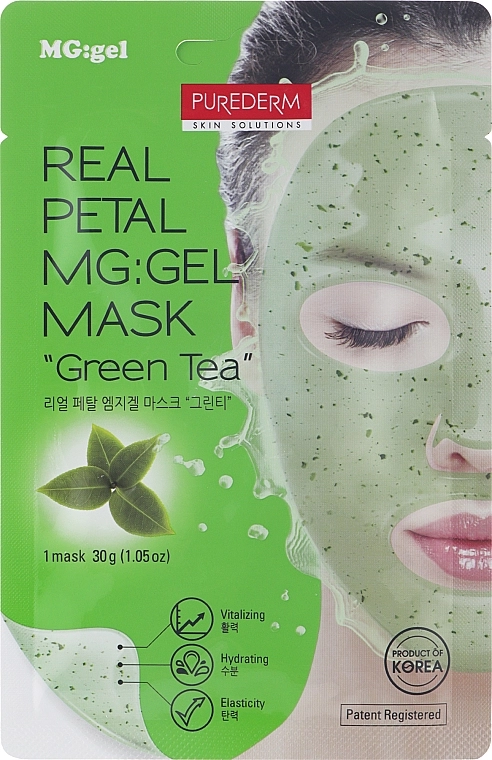 Purederm Гідрогелева маска для обличчя "Зелений чай" Real Petal MG:Gel Mask Green Tea - фото N1