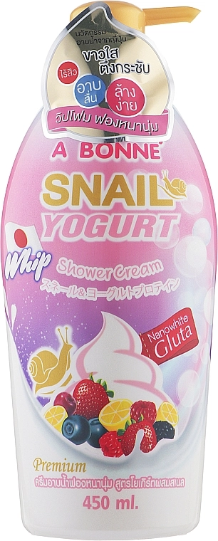 A Bonne Крем для душу з протеїнами йогурту й екстрактом равлика Snail Yogurt Whip Shower Cream - фото N1