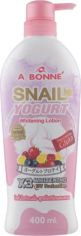 A Bonne Лосьйон для тіла з протеїнами йогурту й екстрактом равлика Snail Yogurt Whitening Lotion - фото N1