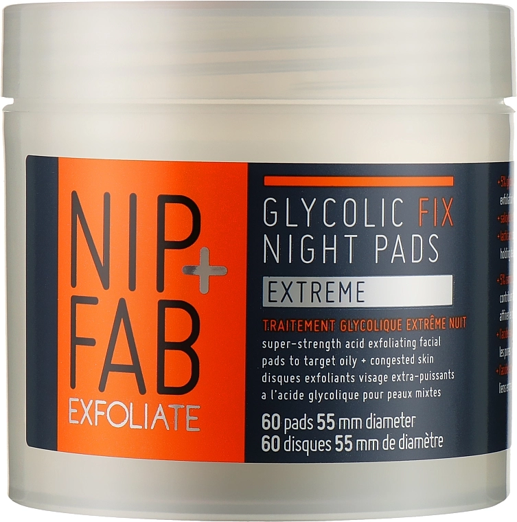 NIP + FAB Нічні відлущувальні диски для обличчя Glycolic Fix Extreme Night Pads - фото N1