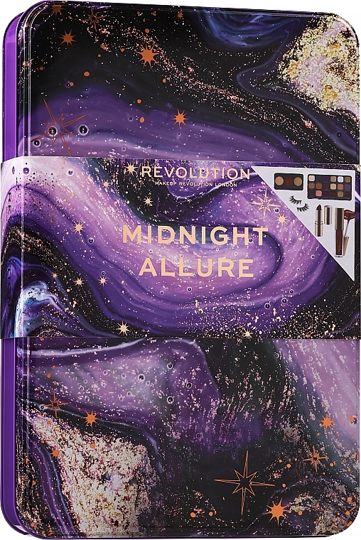 Makeup Revolution Midnight Allure Gift Set (palette/19.8g + palette/6.6g + lipstick/3.6g + l/gloss/2ml + lash) Набір - фото N1