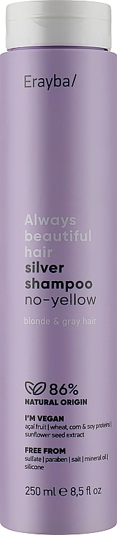 Erayba Шампунь антижелтый для седых и осветленных волос ABH Silver No-Yellow Shampoo - фото N1