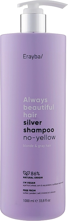 Erayba Шампунь антижелтый для седых и осветленных волос ABH Silver No-Yellow Shampoo - фото N3