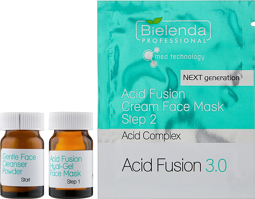 Bielenda Professional Набір Acid Fusion 3.0 Double Formula Acid Complex (powder/5x15g + mask/5x10g + mask/5x20g) * - фото N2