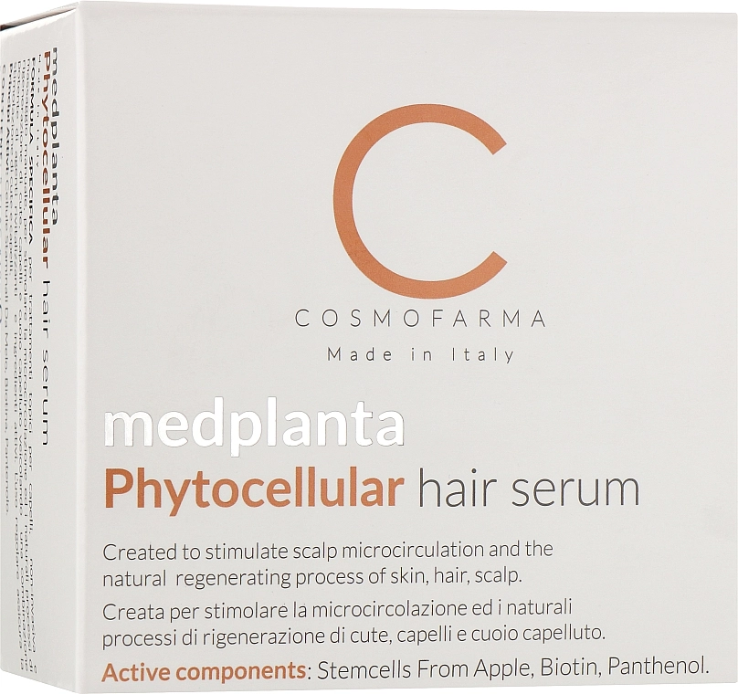 Cosmofarma Сироватка для стимуляції мікроциркуляції шкіри голови та природного процесу регенерації шкіри, волосся та шкіри голови Med Planta Phytocellular Hair Serum - фото N1