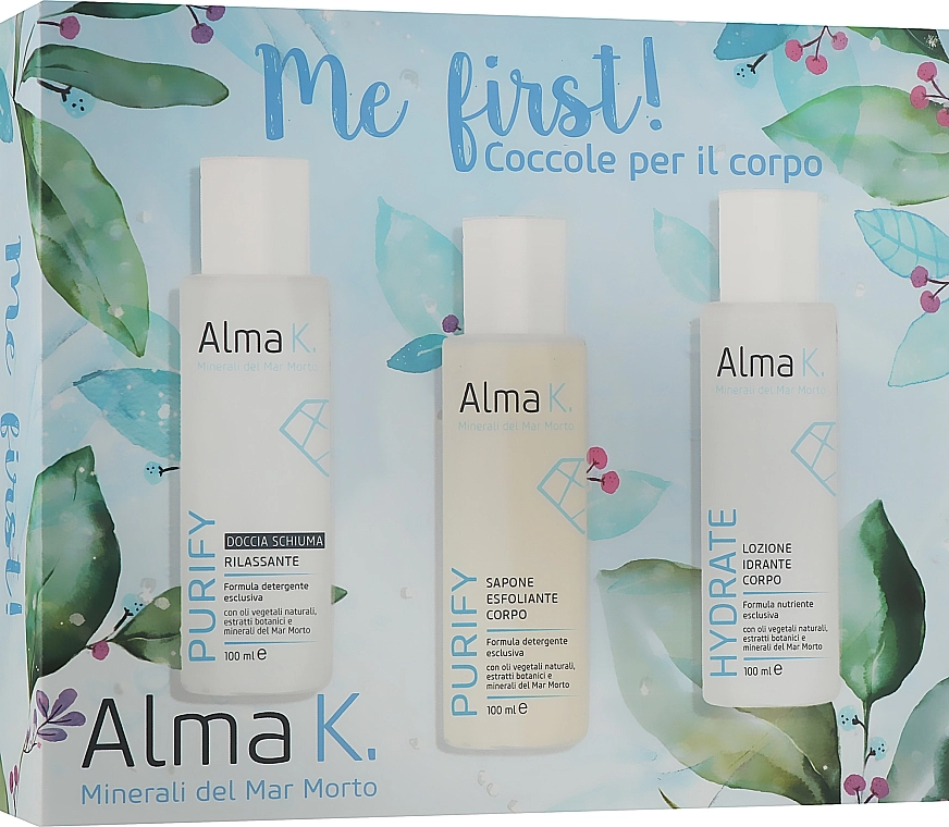 Alma K. Набір догляду за тілом "Спочатку Я!" Alma K Me First Body Care Kit (sh/gel/100ml + soap/100ml + b/lot/100ml) - фото N1