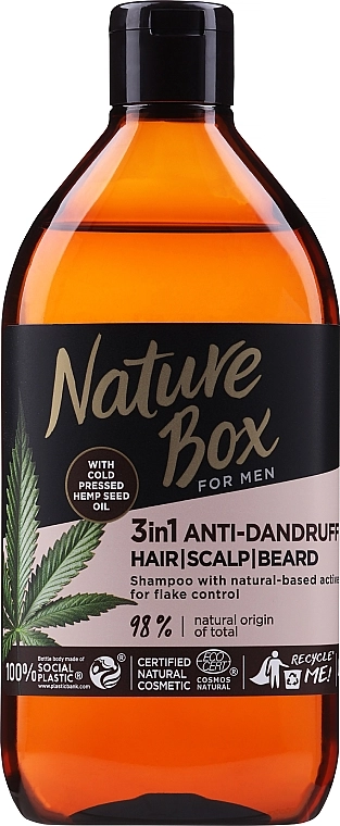Nature Box Шампунь 3в1 з конопляною олією For Men Hemp Oil 3in1 Anti-Dandruff - фото N1