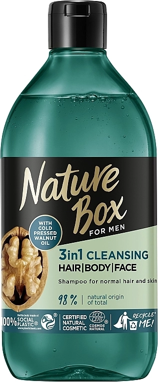 Nature Box Очищающий шампунь 3в1 с ореховым маслом For Men Walnut Oil 3in1 Cleansing - фото N1