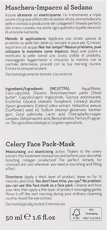 Bema Cosmetici Зволожувальна маска для обличчя з селерою Naturys Moisturizing Celery Farm Mask - фото N3