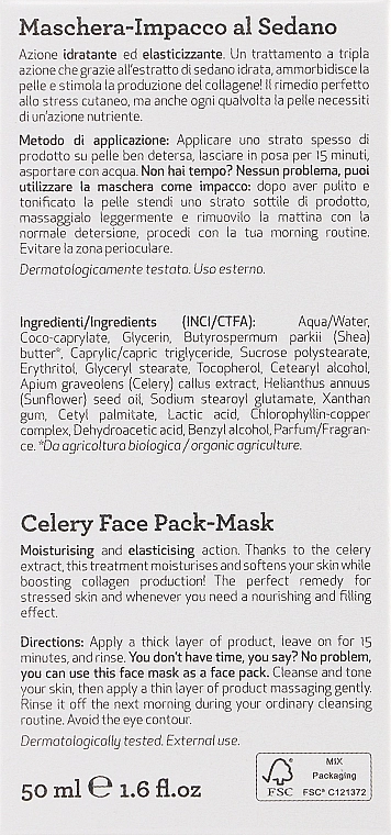 Bema Cosmetici Увлажняющая маска для лица с сельдереем Naturys Moisturizing Celery Farm Mask - фото N3