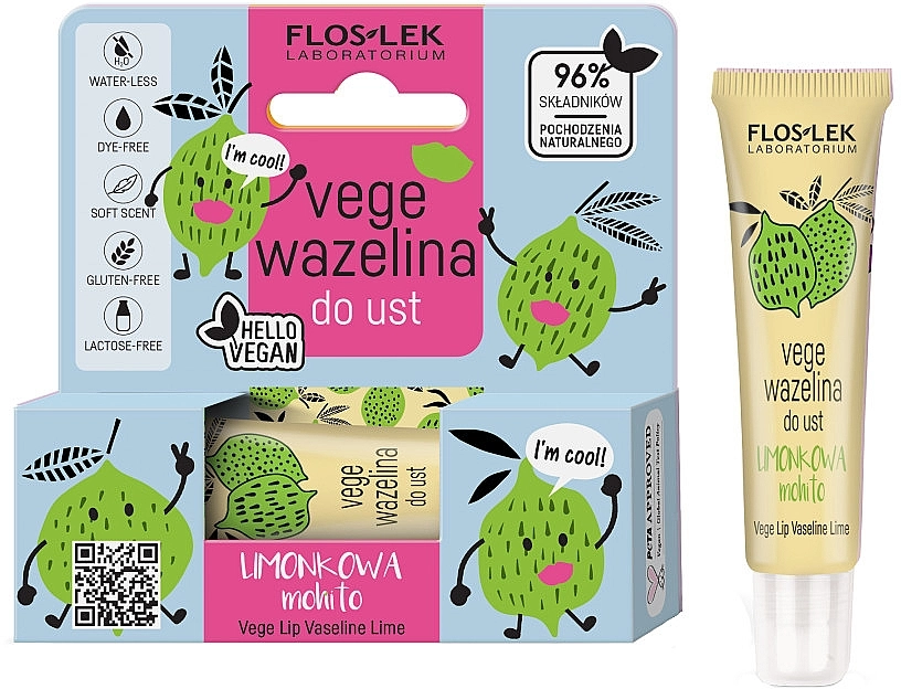 Floslek Вазелін косметичний для губ "Мохіто" Vege Lip Vaseline Mohito - фото N1