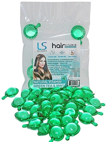 Lesasha Тайские капсулы для волос с зеленым чаем и мятой Hair Serum Vitamin Green Tea & Mint - фото N1
