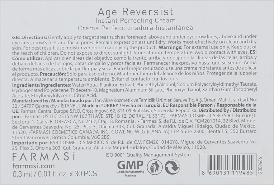 Farmasi Крем проти зморщок миттєвої дії Dr.C.Tuna Age Reversist Instant Perfecting Cream - фото N3