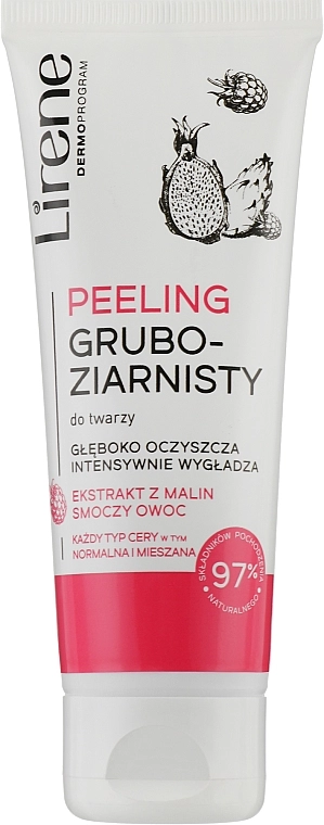 Lirene Пілінг крупнозернистий для обличчя «Екстракт малини та пітаї» Dermo Program Peeling - фото N1