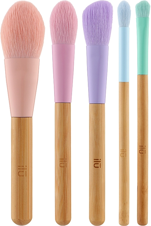 Ilu Набір пензлів для макіяжу, 5 шт. Brush + Bamboo Tube Set - фото N1