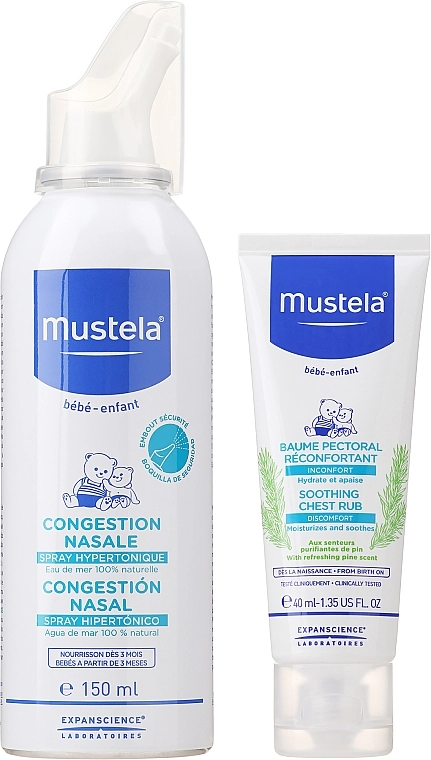 Mustela Набор (nas/spray/150ml + mass/cr/40ml) - фото N2