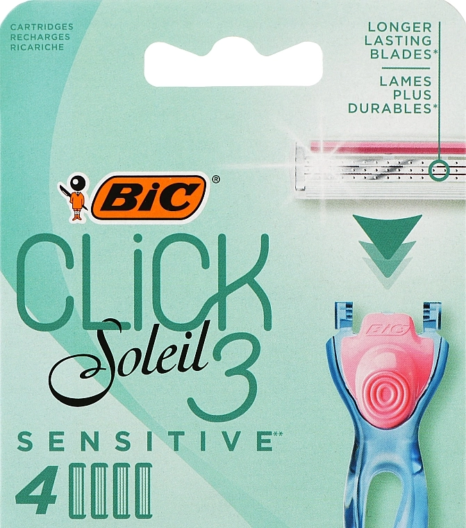 BIC Сменные кассеты для бритья, 4 шт Click 3 Soleil Sensitive - фото N1