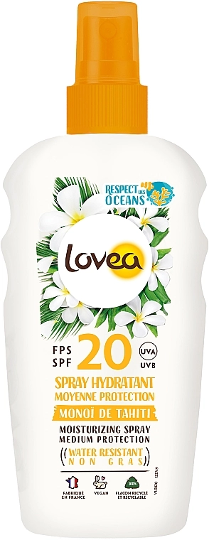 Lovea Зволожувальний сонцезахисний спрей SPF20 Monoi de Tahiti Moisturizing Spray SPF20 - фото N1