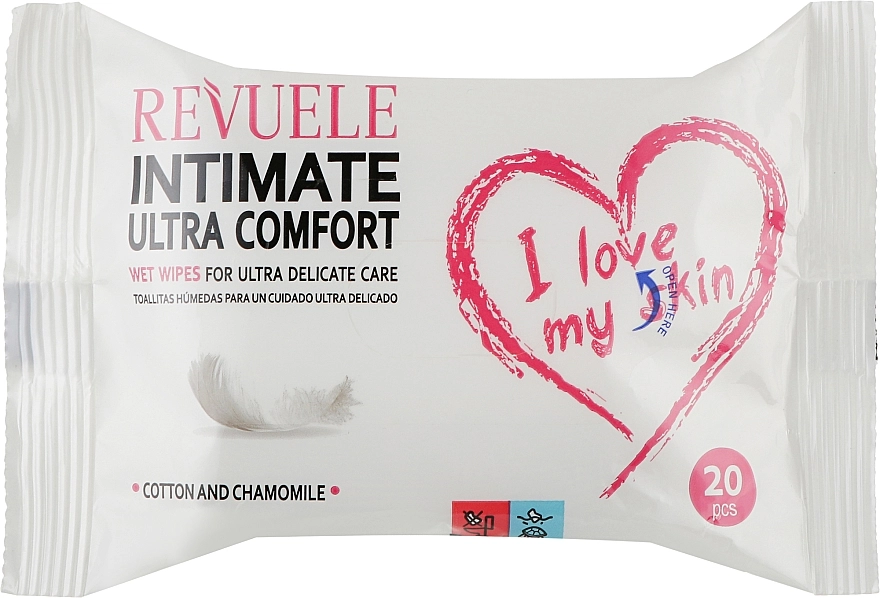 Revuele Влажные салфетки интимной гигиены, 20 шт. Intimate I Love My Skin Ultra-Comfort Wet Wipes - фото N1