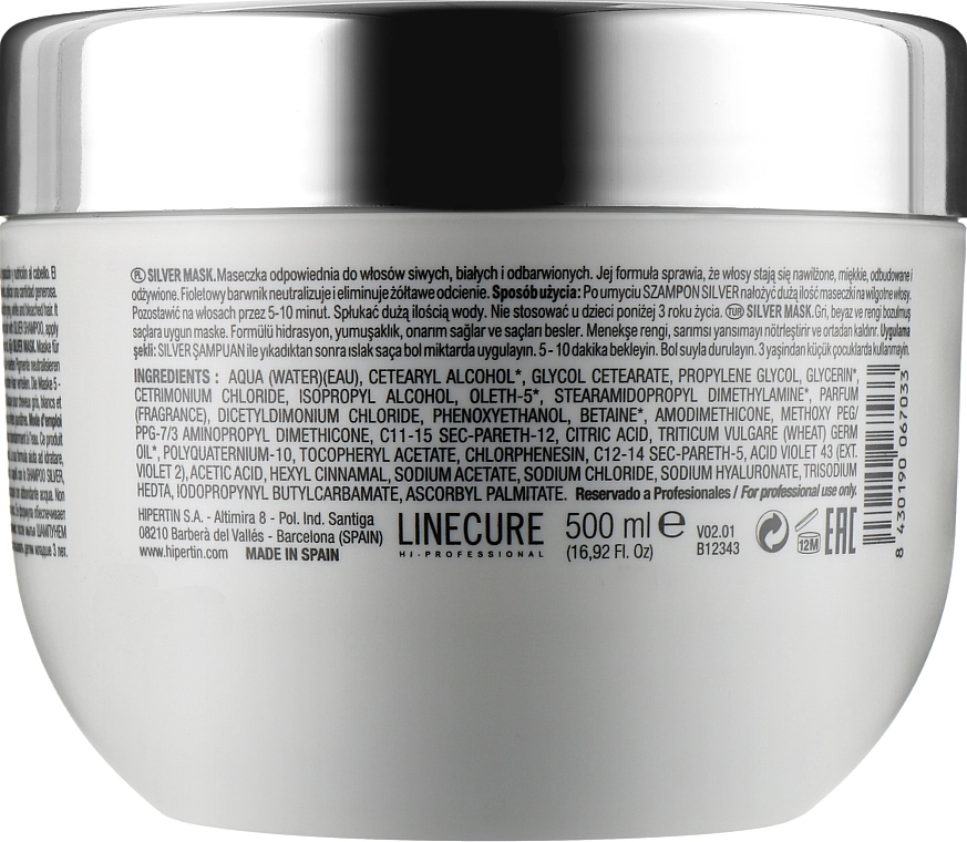 Hipertin Маска для светлых и обесцвеченных волос Linecure Silver Hair Mask - фото N2