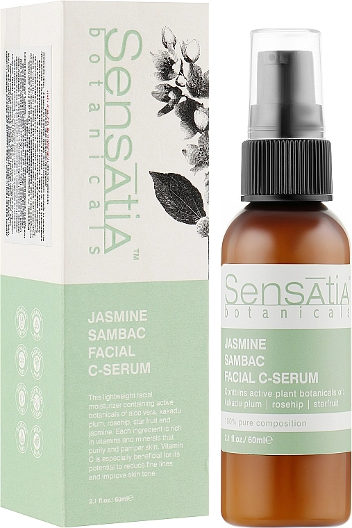 Sensatia Botanicals Крем-сыворотка для лица с витамином С "Жасмин Самбак" Jasmine Sambac Facial C-Serum - фото N2