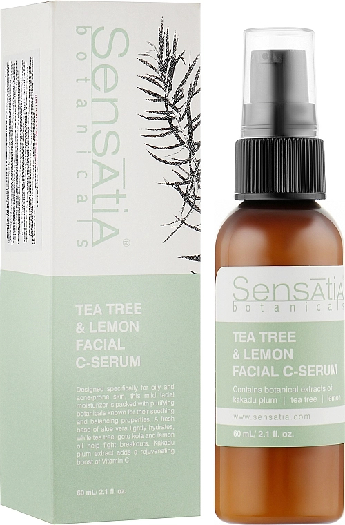 Sensatia Botanicals Крем-сироватка для обличчя "Чайне дерево й лимон" Tea Tree & Lemon Facial C-Serum - фото N2