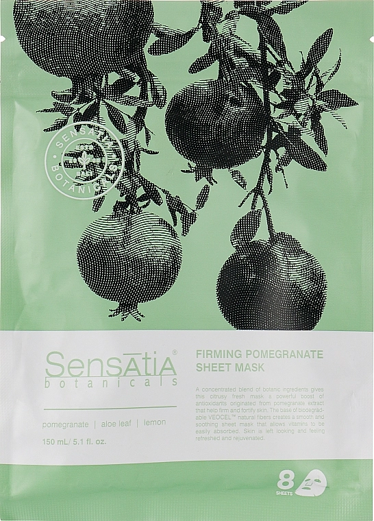 Sensatia Botanicals Тканинна маска для обличчя "Зміцнювальний гранат" Firming Pomegranate Sheet Mask - фото N1