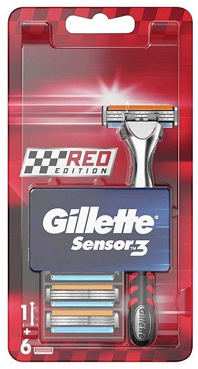 Gillette Бритва з 6 змінними касетами Sensor3 Red Edition - фото N1