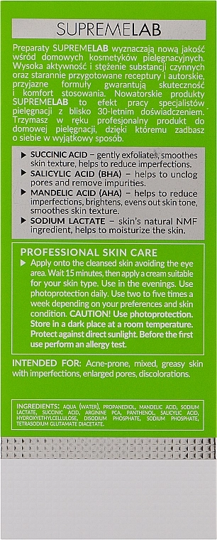 Bielenda Professional Сироватка для обличчя Supremelab Night Exfoliating & Correcting Concentrate AHA BHA And Succinic Acid 10% - фото N3