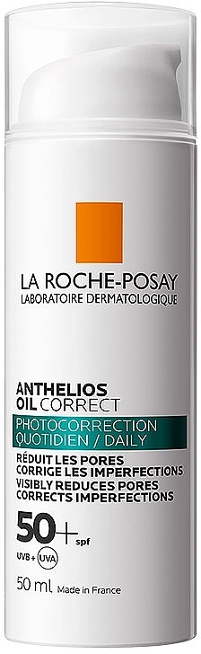 La Roche-Posay Солнцезащитный корректирующий гель-крем для ежедневного ухода за проблемной кожей лица, склонной к жирности и несовершенствам, очень высокая степень защиты SPF50+ Anthelios Oil Correct - фото N1