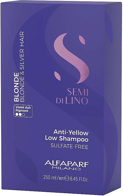 Alfaparf Шампунь для светлых и обесцвеченных волос Milano Semi Di Lino Blonde Anti-Yellow Low Shampoo - фото N3