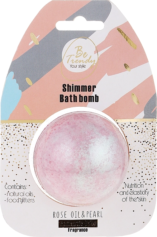 Be Trendy Бомба для ванни "Олія троянди й перли" Shimmer Bath Bomb Rose Oil & Pearl Romantic Date - фото N1