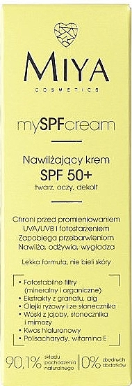 Miya Cosmetics My SPF Cream Moisturizing Cream SPF50+ Зволожувальний крем для обличчя - фото N2