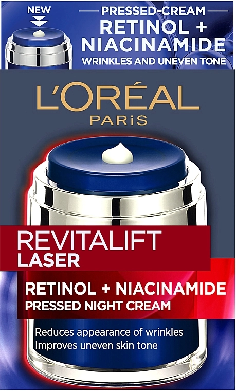 L’Oreal Paris Ночной крем с ретинолом и никотинамидом против морщин и для улучшения цвета лица Revitalift Lazer - фото N2