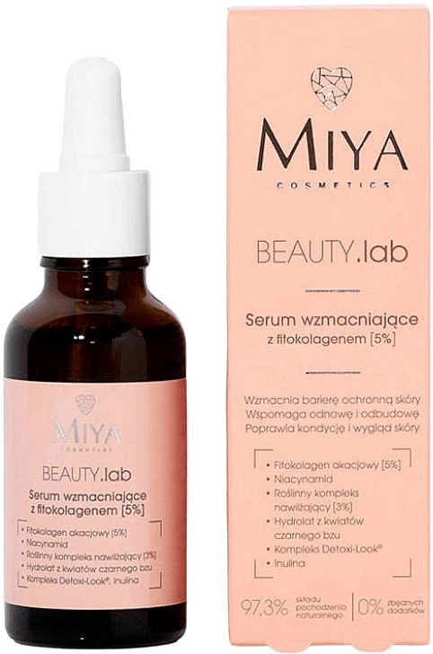 Miya Cosmetics Beauty Lab Strengthening Serum With Phytocollagen 5% Зміцнювальна сироватка для обличчя з фітоколагеном 5% - фото N1