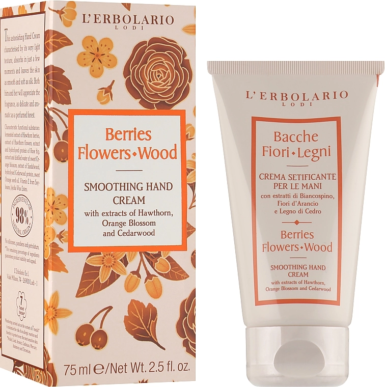 L’Erbolario Разглаживающий крем для рук "Сады Ломбардии" Berries Flower Wood Smoothing Hand Cream - фото N2