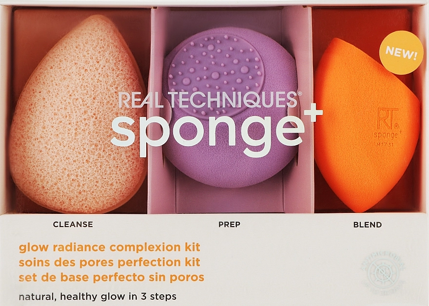 Real Techniques Набор спонжей для макияжа Sponge+, 3 шт. Sponge Set Glow Radiance Complexion Kit - фото N1