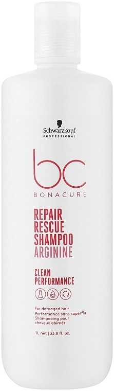 Schwarzkopf Professional Шампунь для пошкодженого волосся Bonacure Repair Rescue Shampoo Arginine Clean Performance - фото N3