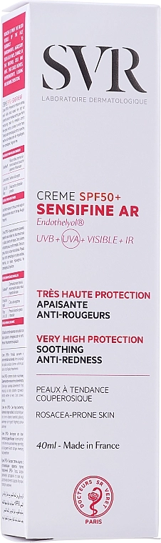 SVR Солнцезащитный крем для кожи склонной к покраснениям Sensifine AR Anti-redness Soothing Cream SPF 50+ - фото N3