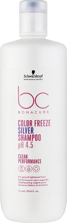 Schwarzkopf Professional Шампунь для сивого та освітленого волосся Bonacure Color Freeze Silver Shampoo pH 4.5 - фото N1