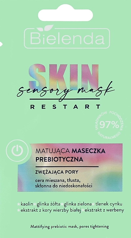 Bielenda Матувальна маска для обличчя з пребіотиками, що звужує пори Skin Restart Sensory Mattifying Prebiotic Mask - фото N1