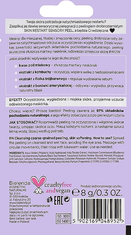 Bielenda Дрібнозернистий очищувальний пілінг для обличчя, пом'якшувальний Skin Restart Sensory Fine-Grained Cleansing Peeling - фото N2