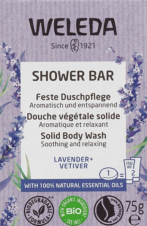 Weleda Твердий арома-бар для душу "Лаванда та ветівер" Shower Bar Solid Body Wash Lavander+Vetiver - фото N1
