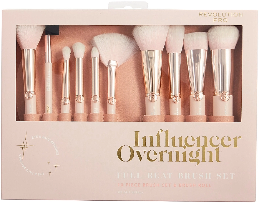 Revolution Pro Набір пензликів для макіяжу X Influencer Overnight Full Beat Brush Set & Rol - фото N4